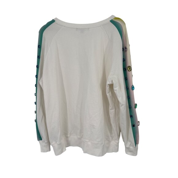Boston Proper womens size XL top Beaded gemma Sweatshirt Embellished Sleeves - Picture 4 of 6